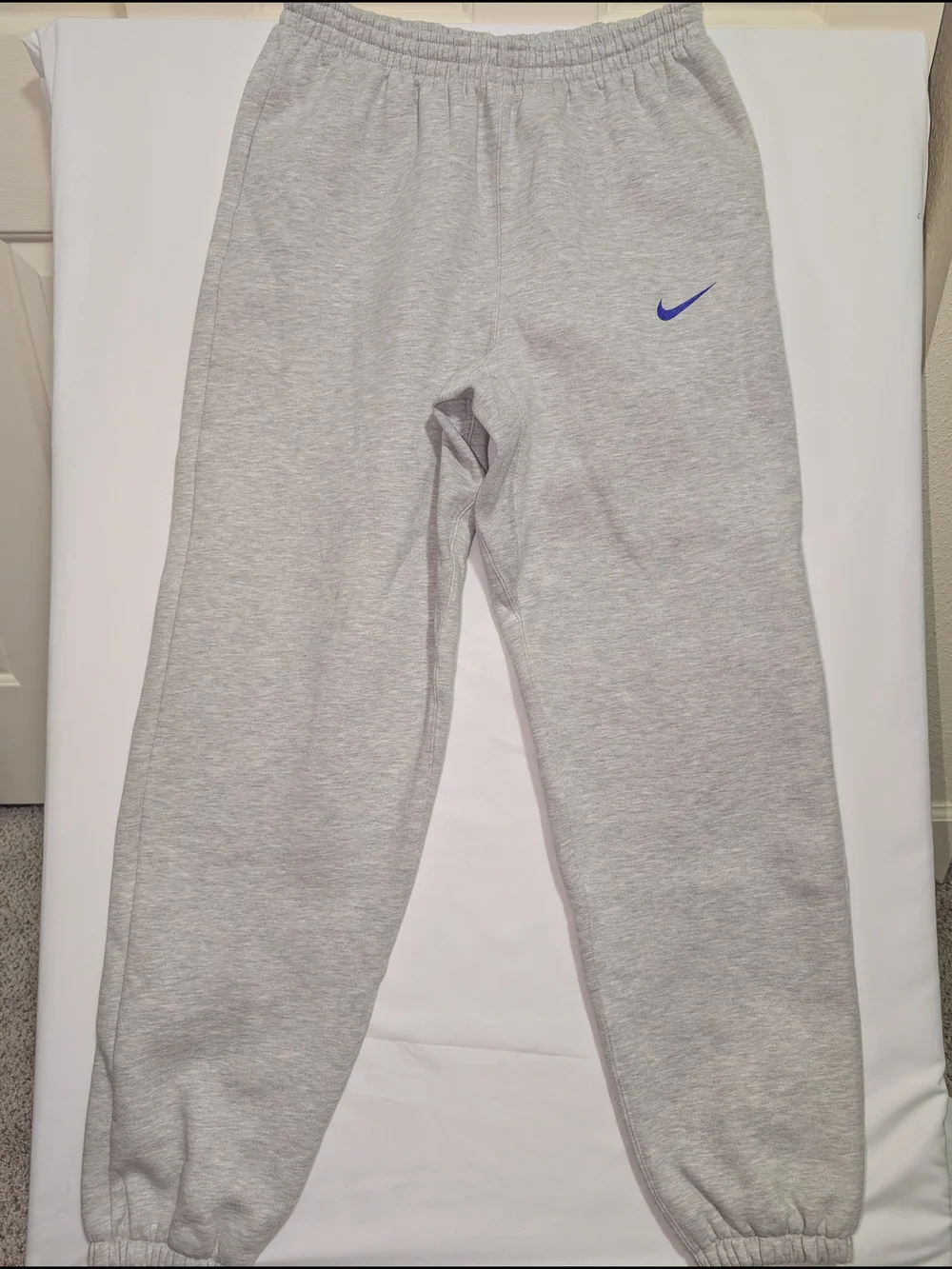 Vintage Y2K Nike Fleece Sweatpants Gray Joggers Mens LG 32 Inseam Purple Swoosh